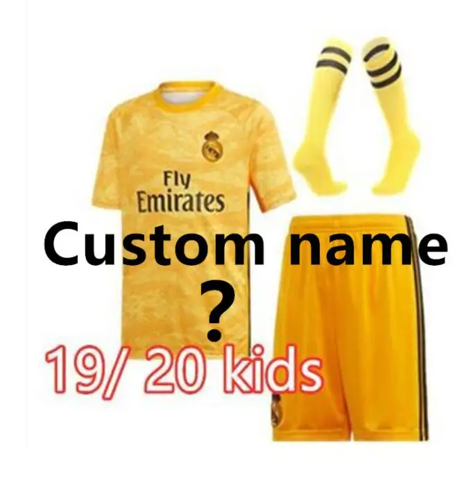Real Madrides/детская трикотажная одежда,, Real Madrides, Детский комплект+ носки, Футбольная Футболка, домашняя одежда, 3RD Hazard 19 20, Детская футбольная рубашка - Цвет: kids