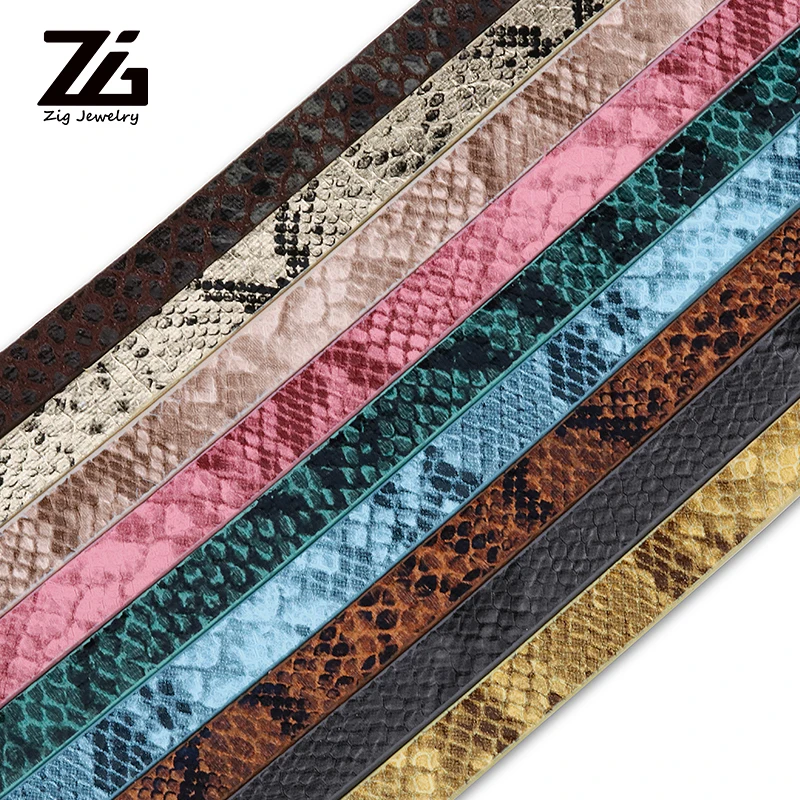 

ZG PU Leather Cord Imitation Snake Skin Cords for jewelry making DIY necklace bracelet 10x2mm; about 1.2m/strand