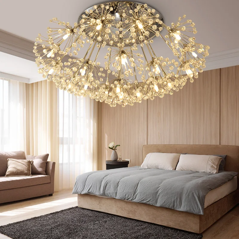 

Home Led crystal ceiling lamp Round stainless steel Ceiling Light for bedroom Dining room lamp novelty Dandelion lighting Lustre