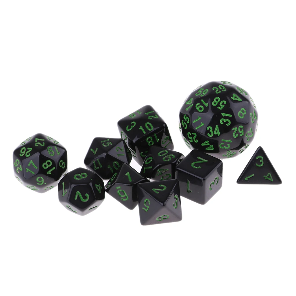 10 Pieces Acrylic Polyhedral Dice for Dungeons and Dragons Dice Casino Party Game