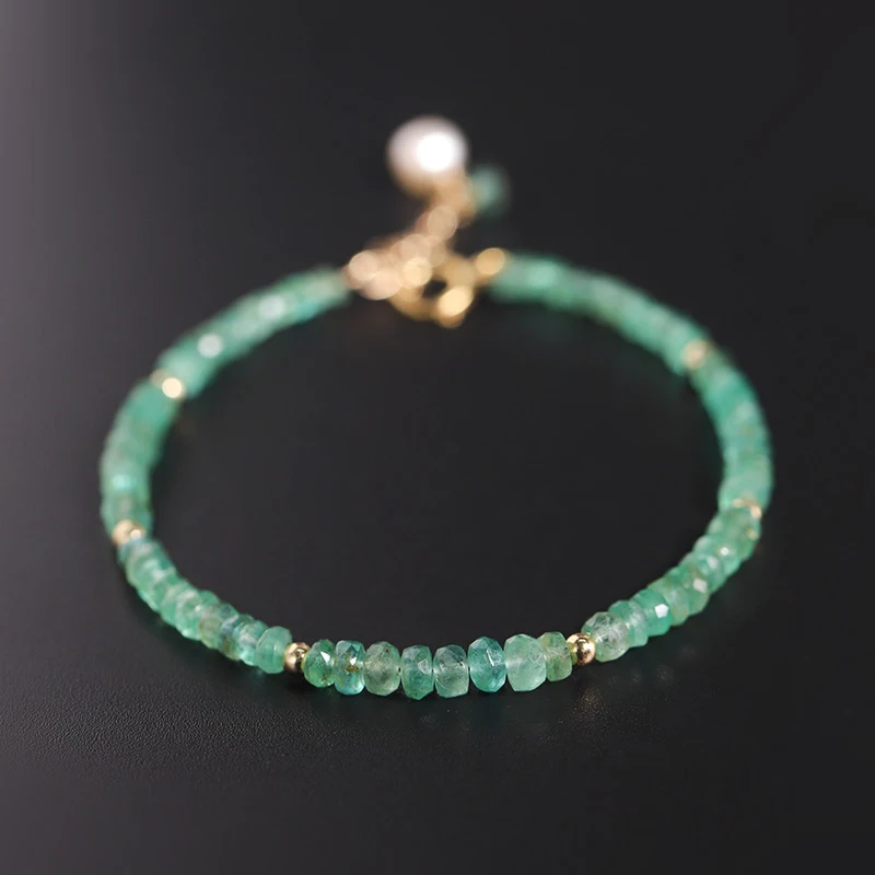 

DAIMI Emerald Bracelet Female Natural Freshwater Pearl Color Treasure 14k Gold Injection Bracelet Custom