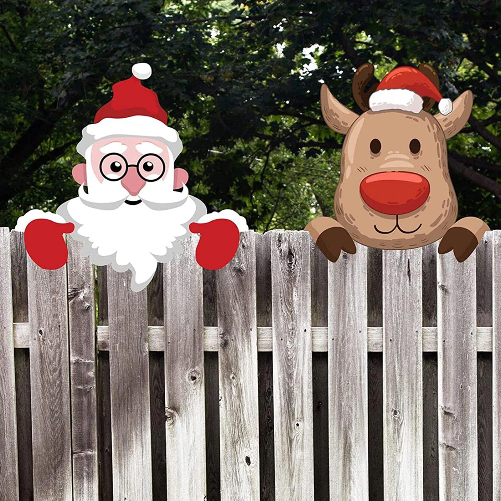Guoxing Christmas Decorations,animal Fence Peeker Decoration Outdoor ...