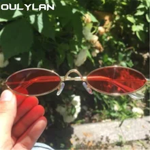 Oulylan, маленькие овальные солнцезащитные очки, для мужчин и женщин, Ретро стиль, металлическая оправа, желтый, красный цвет, Ретро стиль, крошечные, Круглые, обтягивающие, мужские, женские, солнцезащитные очки, UV400