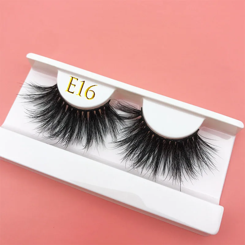 E16 with tray 25 мм длинные MIKIWI норковые ресницы безжалостные ресницы 3D настоящая норка ручной работы многоразовые натуральные ресницы Популярные Накладные ресницы для макияжа - Цвет: E16 with tray