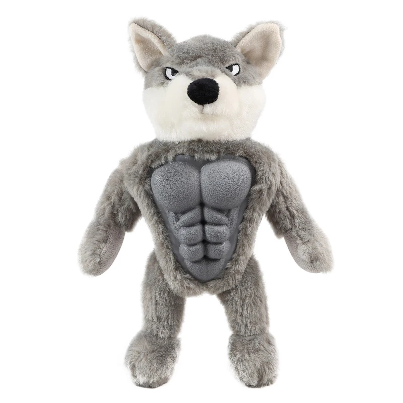 Pet Dog Angry Animals Doll Toys Puppy Interactive Molar Chew Squeak Toys Doggy Angry Plush Bull/Wolf/Monkey Doll For Pet - Цвет: C