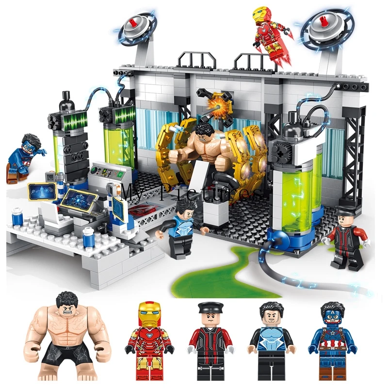 

Marvel Super heroes series Iron Man Biochemical Lab Super mutant Figures Building Blocks Toys For Children Christmas Gifts