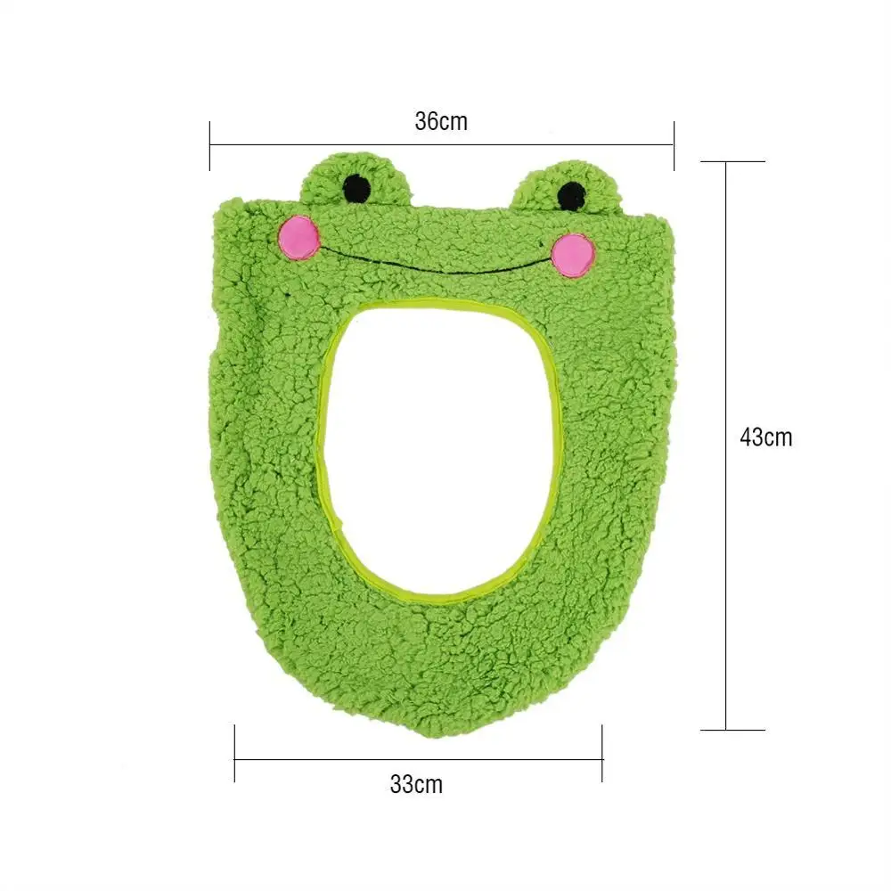 frog Мягкий теплый моющийся вельвет коврик для унитаза длинный плюшевый коврик для сиденья удобный теплый чехол для здоровья крышка для унитаза - Цвет: frog