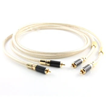 

Audiocrast Pair 6N pure copper Silver plated audio RCA Interconnect Cable with carbon fiber connector plug