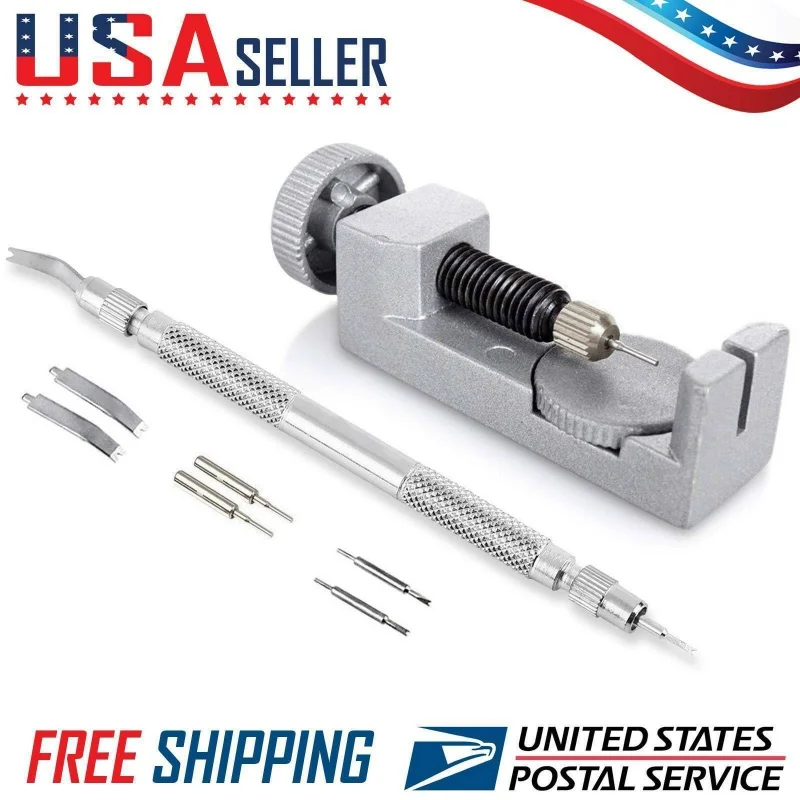Metal Adjustable Watch Band Strap Bracelet Link Pin Remover Repair Tool Kit Set
