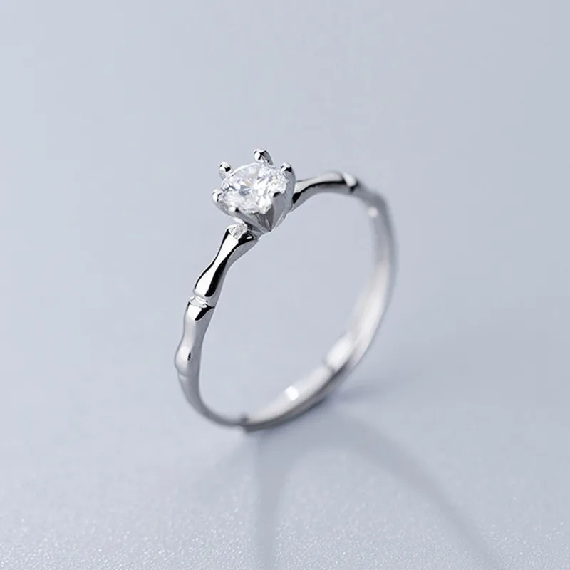 INZATT Настоящее серебро 925 проба, минималистичное кольцо с цирконием, для женщин, для свадебной вечеринки, милые ювелирные изделия,, аксессуары, подарок