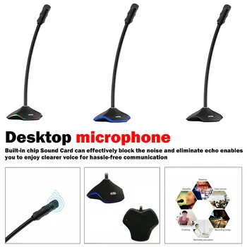 

Flexible USB Condenser Microphone for Computer With led light for Recording Chatting computer microphones microphone for RGB