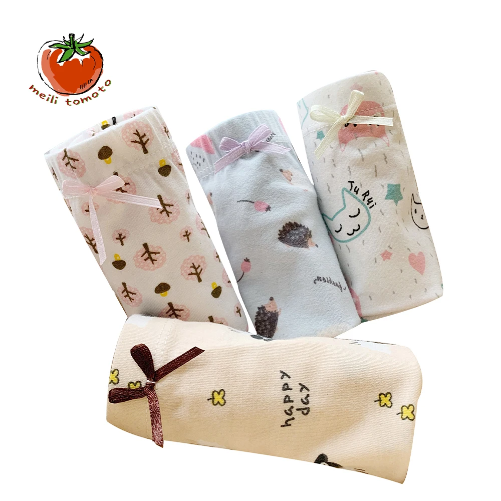 

3pcs/lot New Cute Cat Hedgehog Patterns Flat Corner Cotton Pants High Quality Children's Shorts Girls' Underwear panties