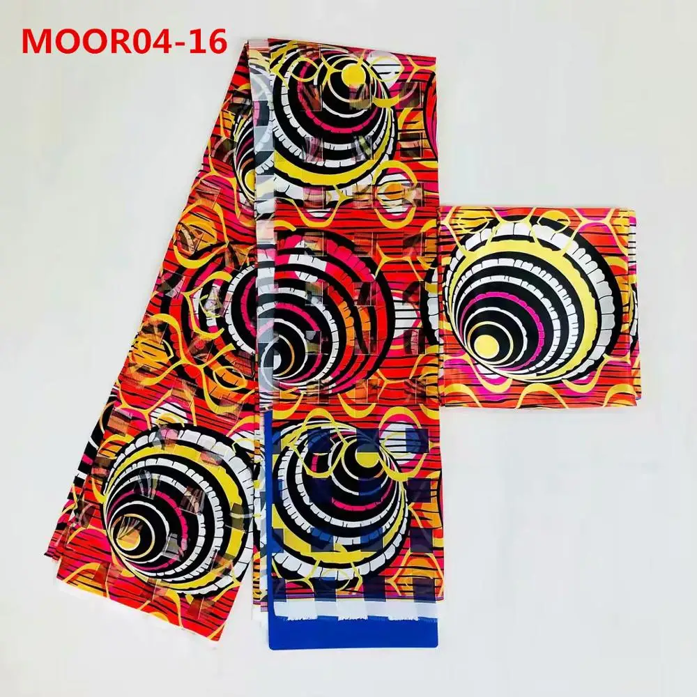 MOOR04-16 Новое поступление Мода Высокое качество 4 ярдов органза ткань с 2 ярдов шелк с рисунком красочные ткани - Цвет: MOOR04-16