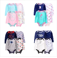 Комбинезоны для маленьких девочек от 0 до 12 месяцев, одежда для сна с длинными рукавами одежда для сна, пижамы комплекты из 3 предметов Одежда для младенцев Комбинезон для маленьких мальчиков, милая одежда с цветочным рисунком
