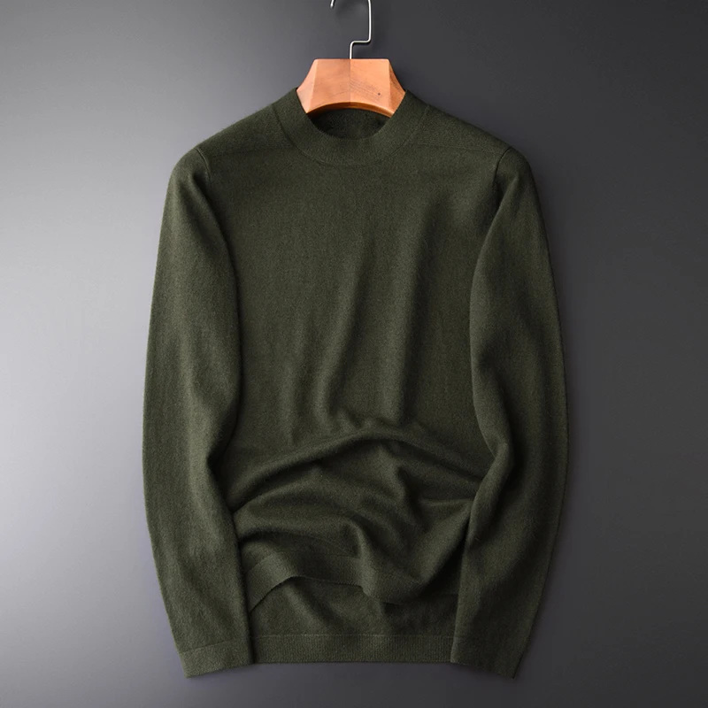 

Wool And Rabbit Hair Sweater Male Luxury Mink Cashmere Half Turtleneck Man Fashion Slim Fit Mens Sweaters M-4XL