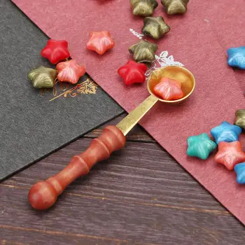 

Vintage Sealing Wax Furnace Stove Pot Stamp Wax Seal Beads Wood Handle Sealing Wax Spoon for Wax Sealing Decorative Craft Gifts