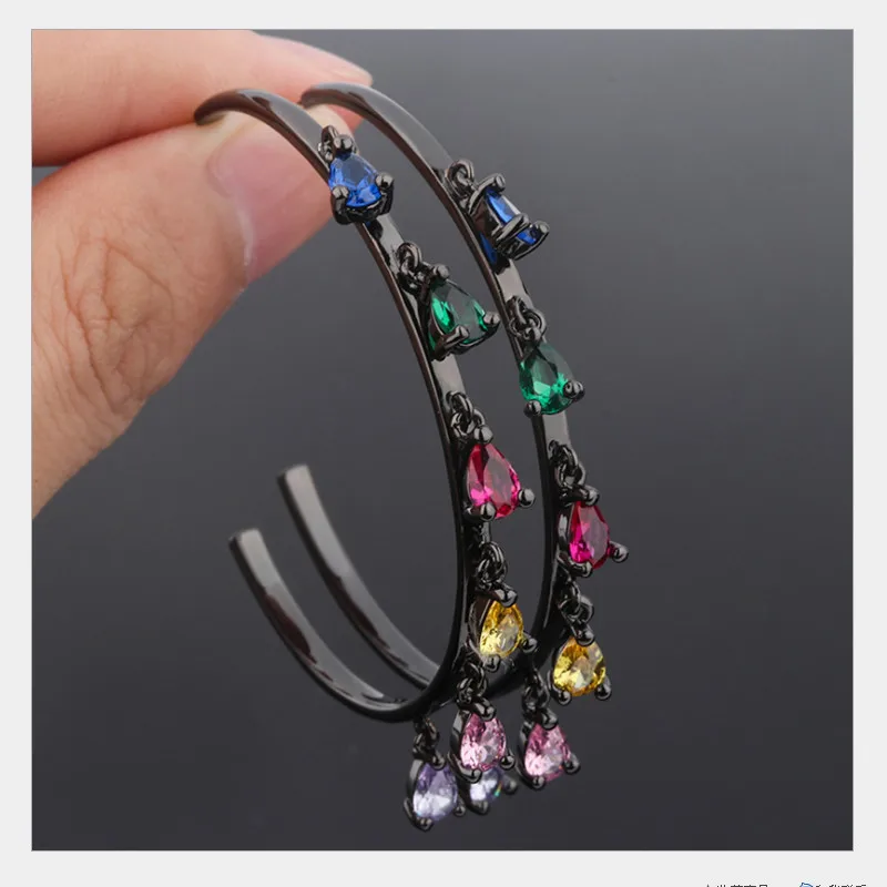 1011 Luxury Multicolor Zirconia Full Mirco paved For Women Party High End Jewelry Earrings Addiction E8003