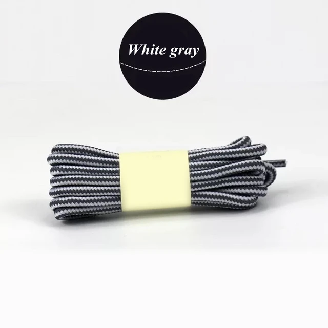 1 Pair 18 Colors Striped Double Color Shoe laces Round Outdoor Sneakers Shoelaces Cotton Boots Shoelace 70CM 90CM 120CM 150CM White gray