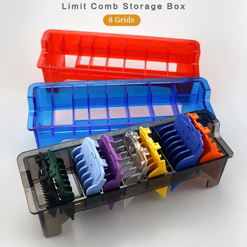 

8Pc Universal Clipper Guards Attachment Organizer Case Trimmer Guide Comb Transparent Stand Case Holder Hair Styling Accessories