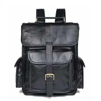 

Fashion Men's Genuine Leather Backpack Men School Backpack Bag Natural Leather Rucksack male Travel knapsack bagpack Black brown