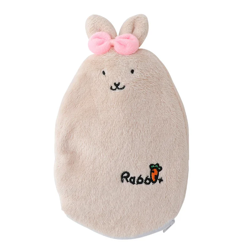 

1Pcs Cute Cartoon Plush Rabbit Flannel Water-Filling Hot Water Bottles Mini PVC Removable Washable Office Worker Warming Product