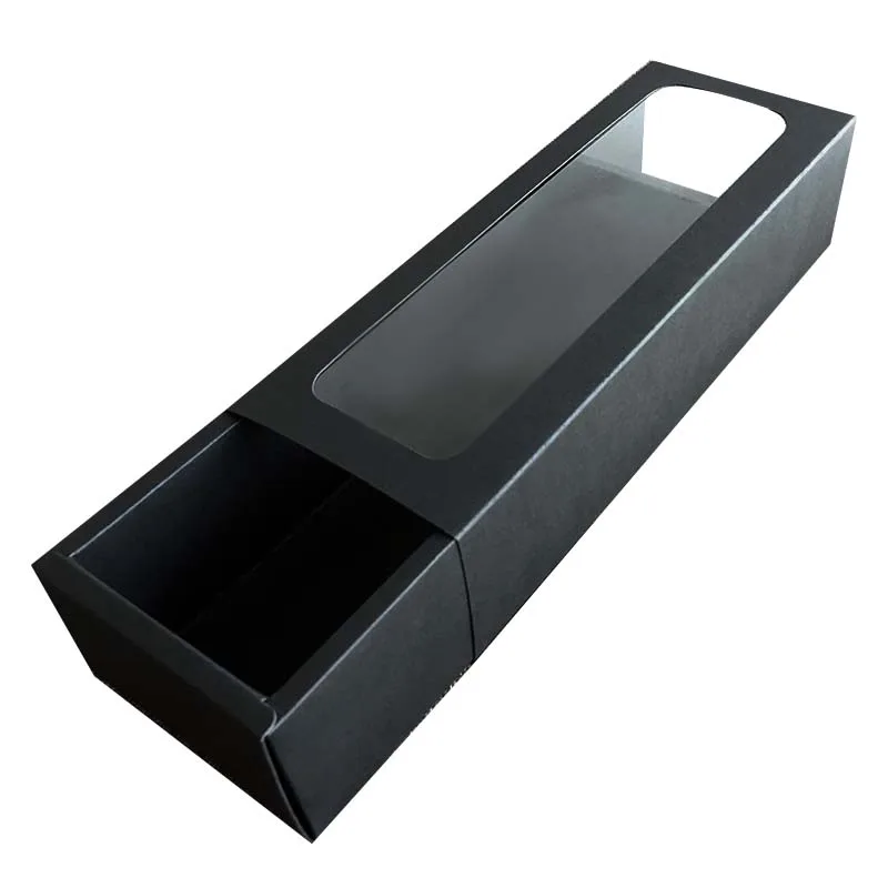 

10Pcs PVC Strip Kraft Paper Box Window Drawer Box Cow Rolling Biscuit Gelatin Cake Gift Box