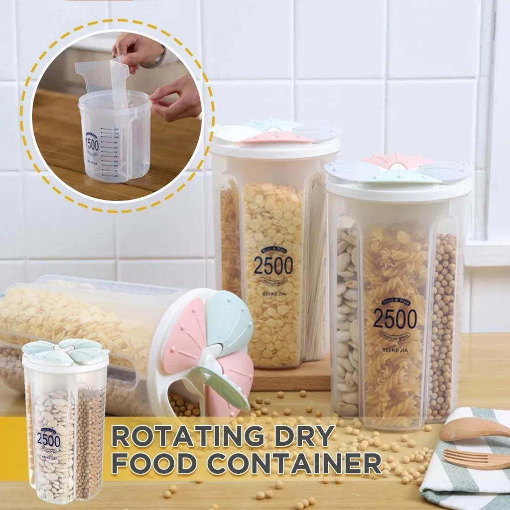 Кухонный пищевой контейнер коробка с отсеком BPA бесплатно Пластиковые орехи бобы сухофрукты держать свежесть банка для хранения Pojemniki Kuchenne