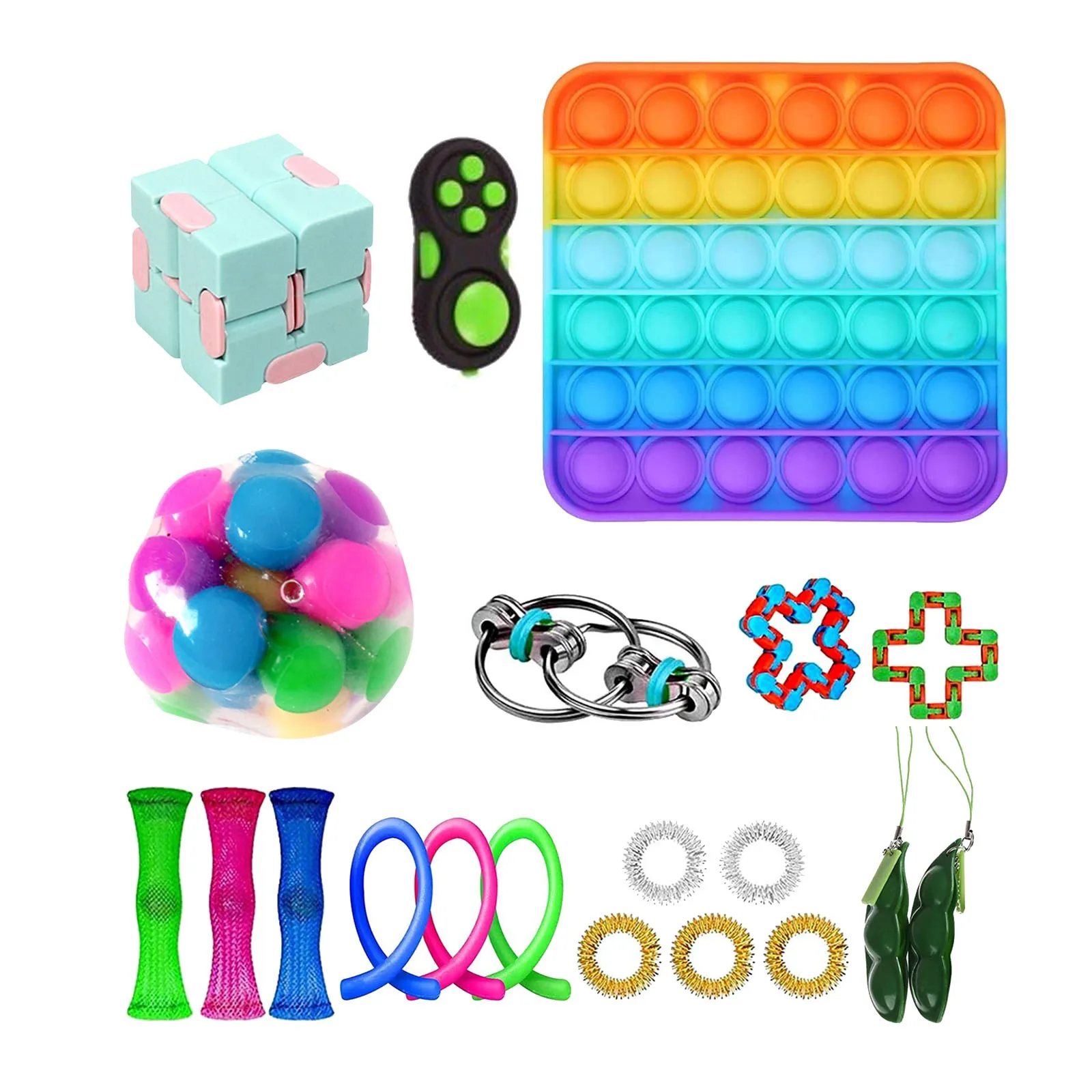 Fidget Toys Set Anti Stress Push Box Strings Marble Relief Gift Adults