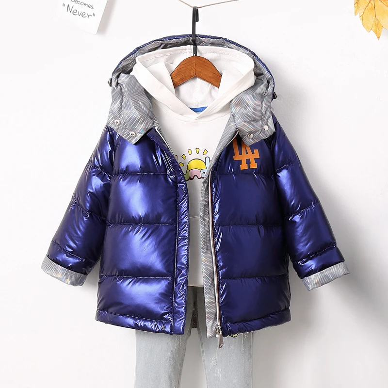 

New Winter Down jacket for girl Wear reflective fabric on both sides Boy clothes hot autumn winter hooded children 4-10 Years