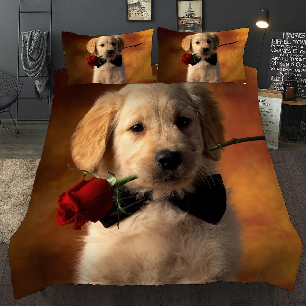  3D Cute Dog Duvet Cover Set Bedding Set Pug King Queen Bed Set King Comforter Bedding Set UO05#