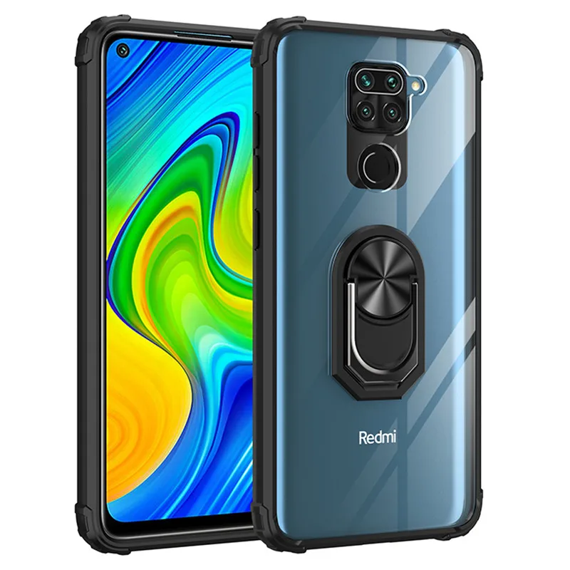 best phone cases for xiaomi For Xiaomi Redmi Note 9S Case Car Magnetic Holder Ring Transparent Clear Phone Case for Redmi Note 9 Pro Max Back Cover xiaomi leather case handle