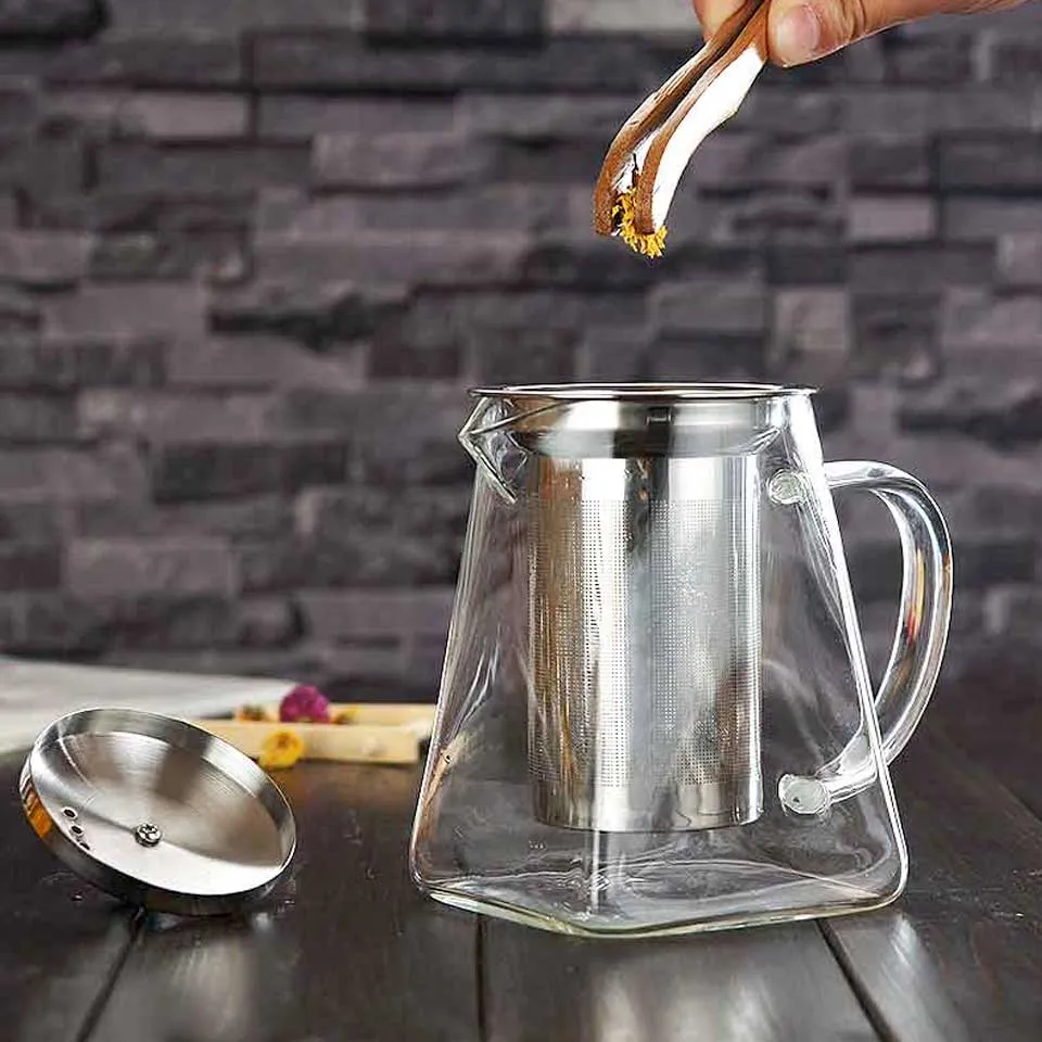 Heat Resistant Borosilicate Glass Teapot With Tea Infuser Filter Tea Kettle Oolong Teapot