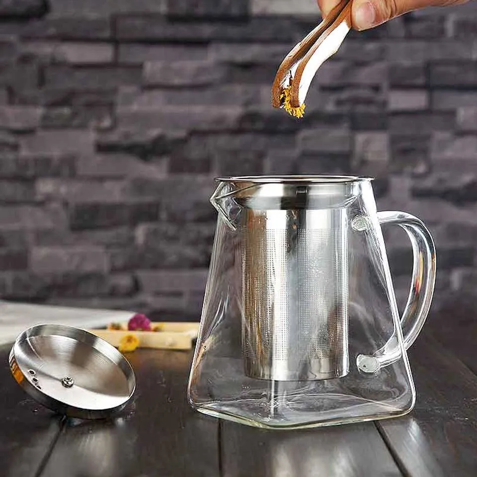 Heat Resistant Borosilicate Glass Teapot With Tea Infuser Filter Tea K –  Kitchen Groups