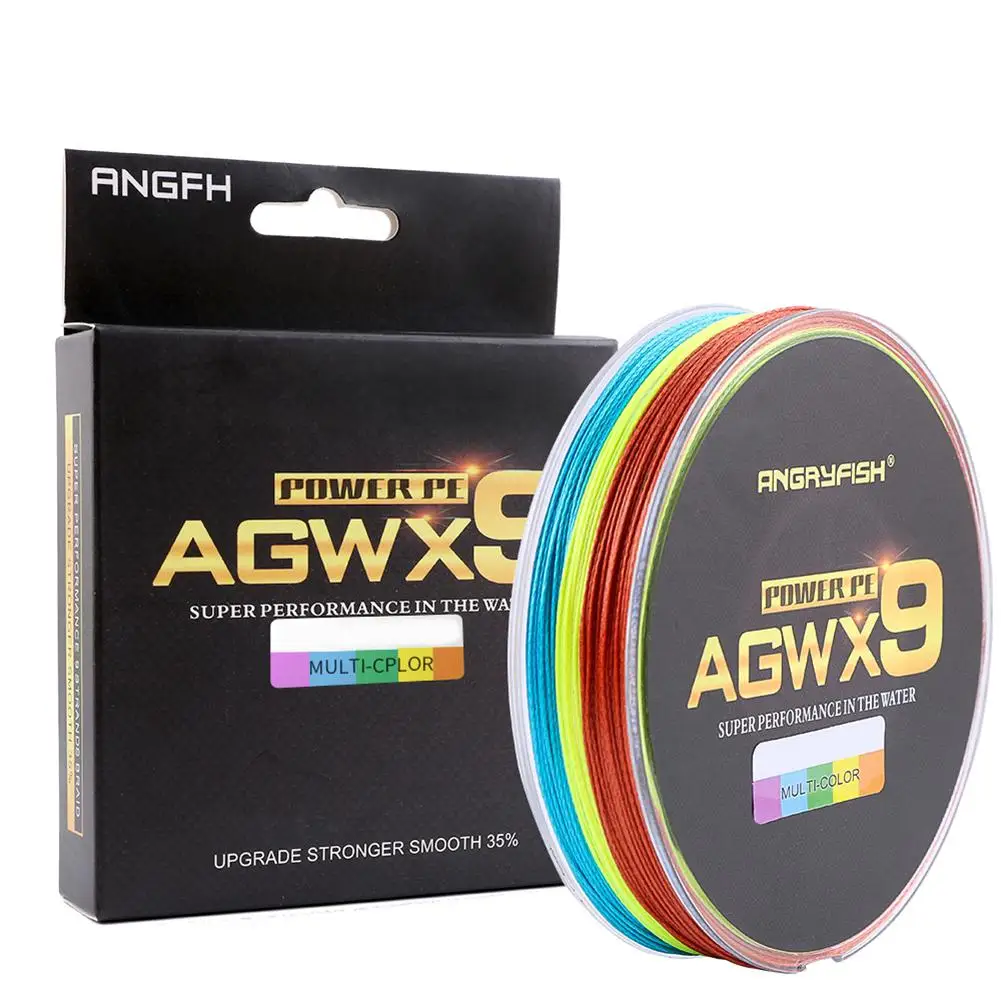 7.0 0.45mm 90LB HiMISS ANGRYFISH Diominate многоцветный X9 PE Line 9 прядей плетение плетеная 300 м/327 ярдов супер сильная леска 15LB-100LB - Цвет: 7.0 0.45mm 90LB