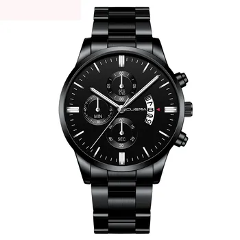 

Watch Men CUENA Three Eye Fashion Stainless Steel Analog Date Sport Quartz Wrist Watch часы relogio masculino reloj hombre