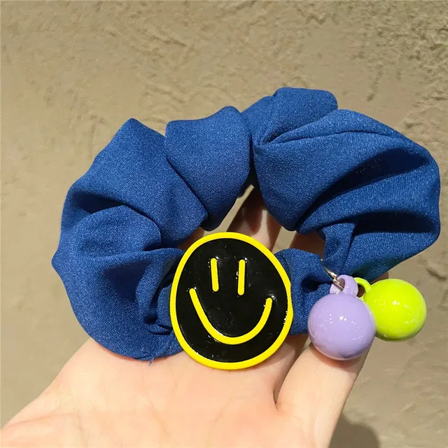 Women Girl Scrunchies Elastic Hair Ties Bands Smile Face Yellow Summer Fashion Korean Mujer Head Accessories Hyuna Wholesale 3