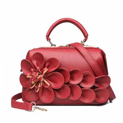 Роскошные золотые красные 3d кожаные цветочные сумочки женские сумки дизайнерские брендовые известные сумки через плечо для женщин Дамские ручные сумки маленькая сумка - Цвет: red 1