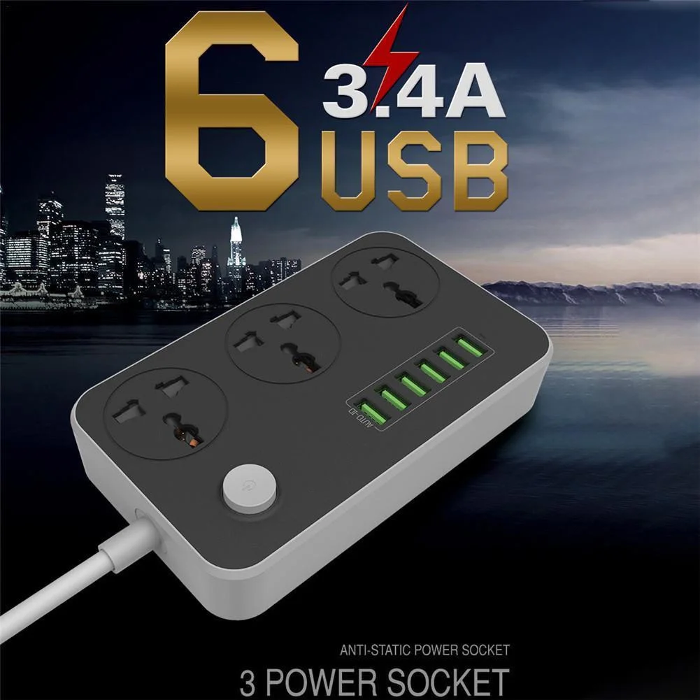 С usb-портами бытовые Силовые полосы Защита от перенапряжения удлинитель зарядное устройство Smart 10A Универсальные зарядные порты