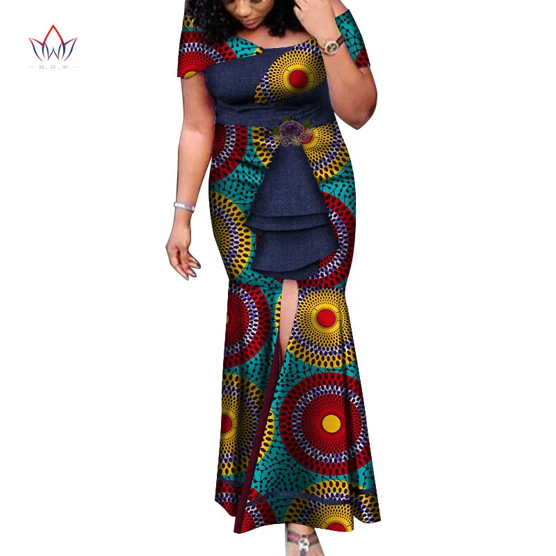 Африканские платья для женщин, модные длинные вечерние платья Дашики, сексуальное платье Bazin Riche, одежда в африканском стиле, вечерние платья WY3944
