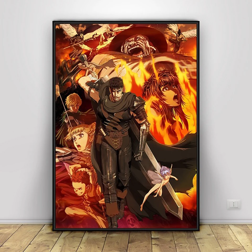 Berserk Kentaro Miura Anime Lona Poster Casa Pintura Da Parede