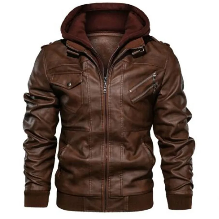Мотоциклетная кожаная куртка, Мужская куртка из искусственной кожи на молнии, осенняя мужская кожаная куртка, свободное черное пальто