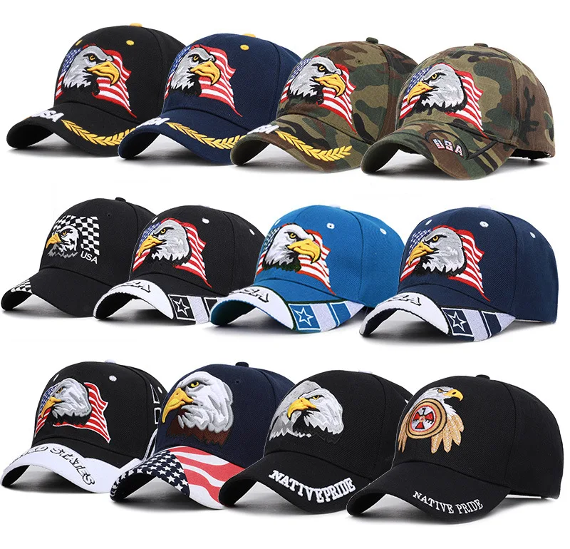 The New Animal Farm Snap Back Trucker Hat Patriotic American Eagle and American Flag Baseball Cap USA 3D Embroidery 2020 grey baseball cap