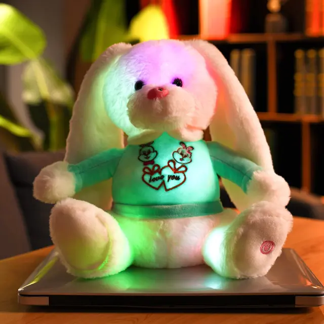 28cm Beautiful Adorable Light Up Shining Stuffed Animal Bunny Rabbit Plush Toy Soft Doll Gift for Children Adults Home Decor 3