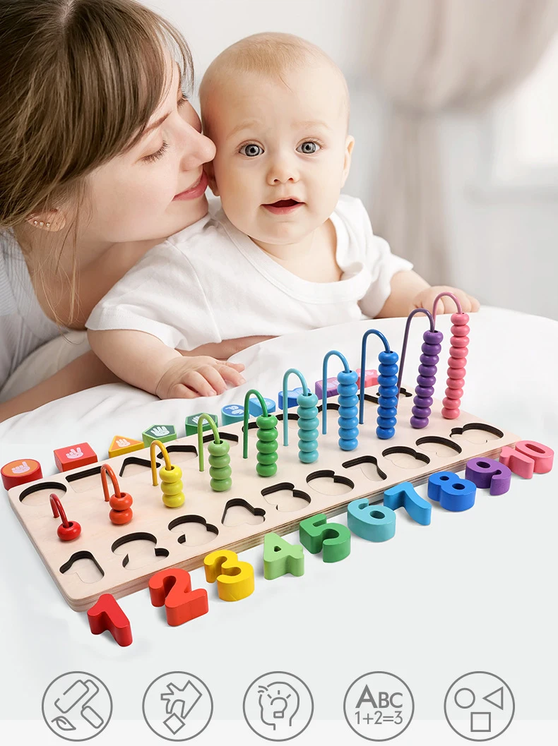 Детские деревянные 3D Пазлы Монтессори игра Abacus Учимся считать цифры соответствующие цифровой формы матч раннего обучения математике игрушка