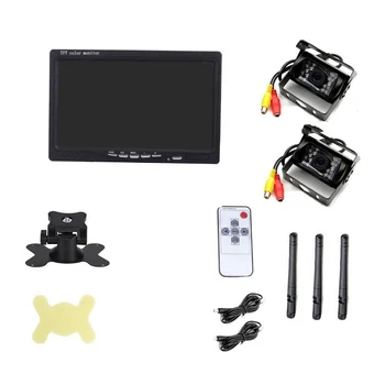 

Wireless Vehicle Backup Cameras Parking Assistance System with 2 Pcs Ir Night Vision Rear View Camera and 7