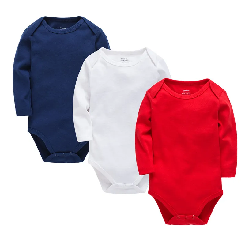 Honeyzone/боди для новорожденных мальчиков, комплект из 3 предметов, однотонная одежда с длинными рукавами для маленьких девочек хлопок, Комбинезоны для маленьких детей - Цвет: 204820882208