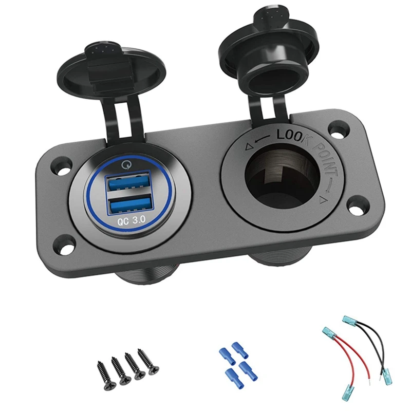 Qc 3,0 Usb разъем питания для автомобиля 12 В/24 В, быстрая зарядка 3,0 Автомобильное зарядное устройство розетка водонепроницаемый прикуриватель Usb коробка Ca
