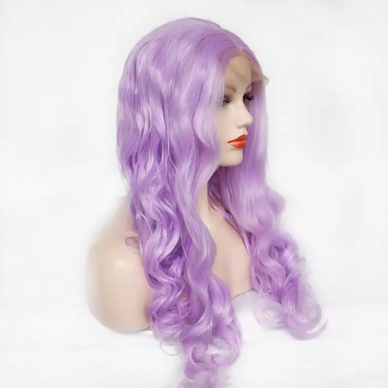Peluca Purpura Lila Pastel Damas Fiesta Cosplay Viaje Pelo Largo Purpura Claro Sintetico Encaje Frente Pelucas Cuerpo Onda Natural Cabello Aliexpress