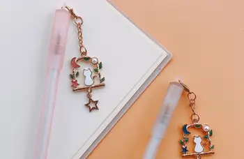 

korea pretty cat star pendant gel pen cute cartoon neutral pen student prize office black write pen promotion gift pen 36pc/lot