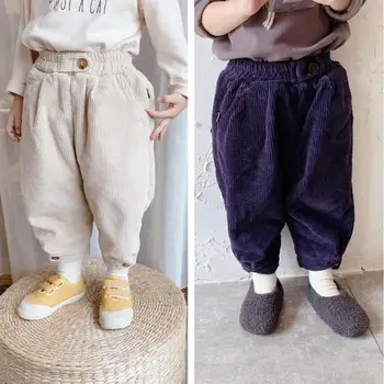 

Boys Winter Plus Velvet Trousers 1-6 Years Kids Girls Corduroy Long Pants Loose Casual Pants Children Clothing